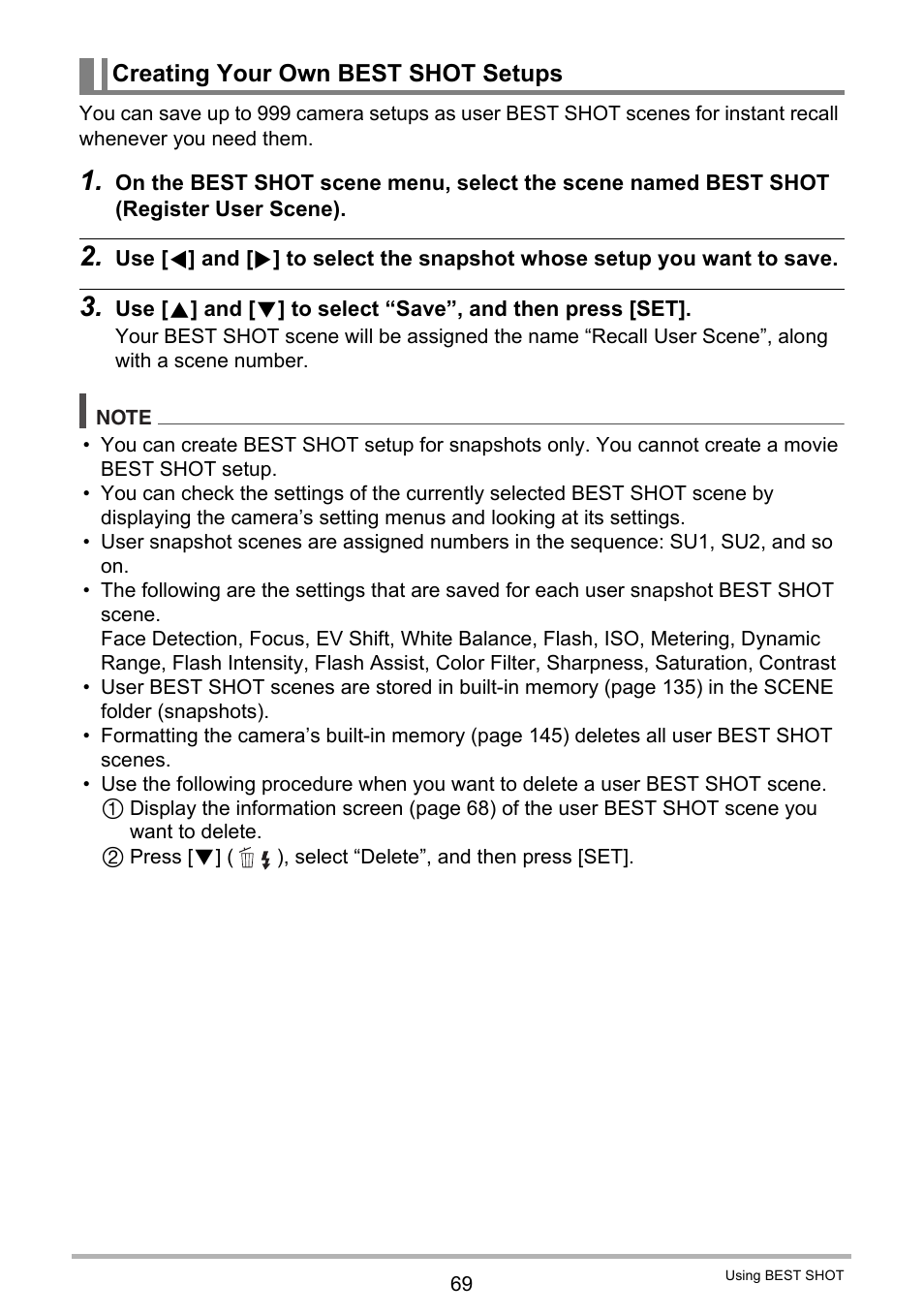 Creating your own best shot setups | Casio EXILIM EX-F1 User Manual | Page 69 / 185