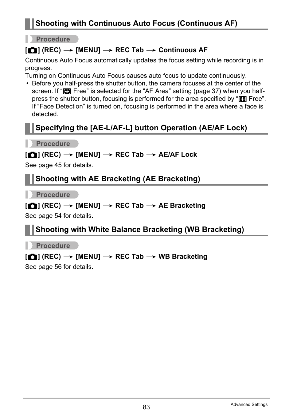 Shooting with ae bracketing (ae bracketing) | Casio EXILIM EX-F1 User Manual | Page 83 / 185