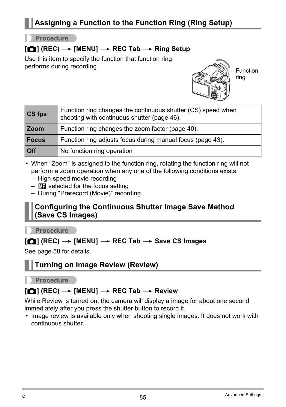 Turning on image review (review) | Casio EXILIM EX-F1 User Manual | Page 85 / 185
