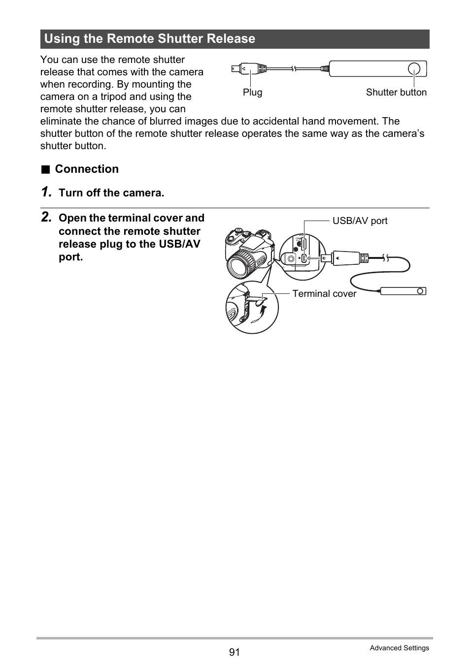 Using the remote shutter release | Casio EXILIM EX-F1 User Manual | Page 91 / 185