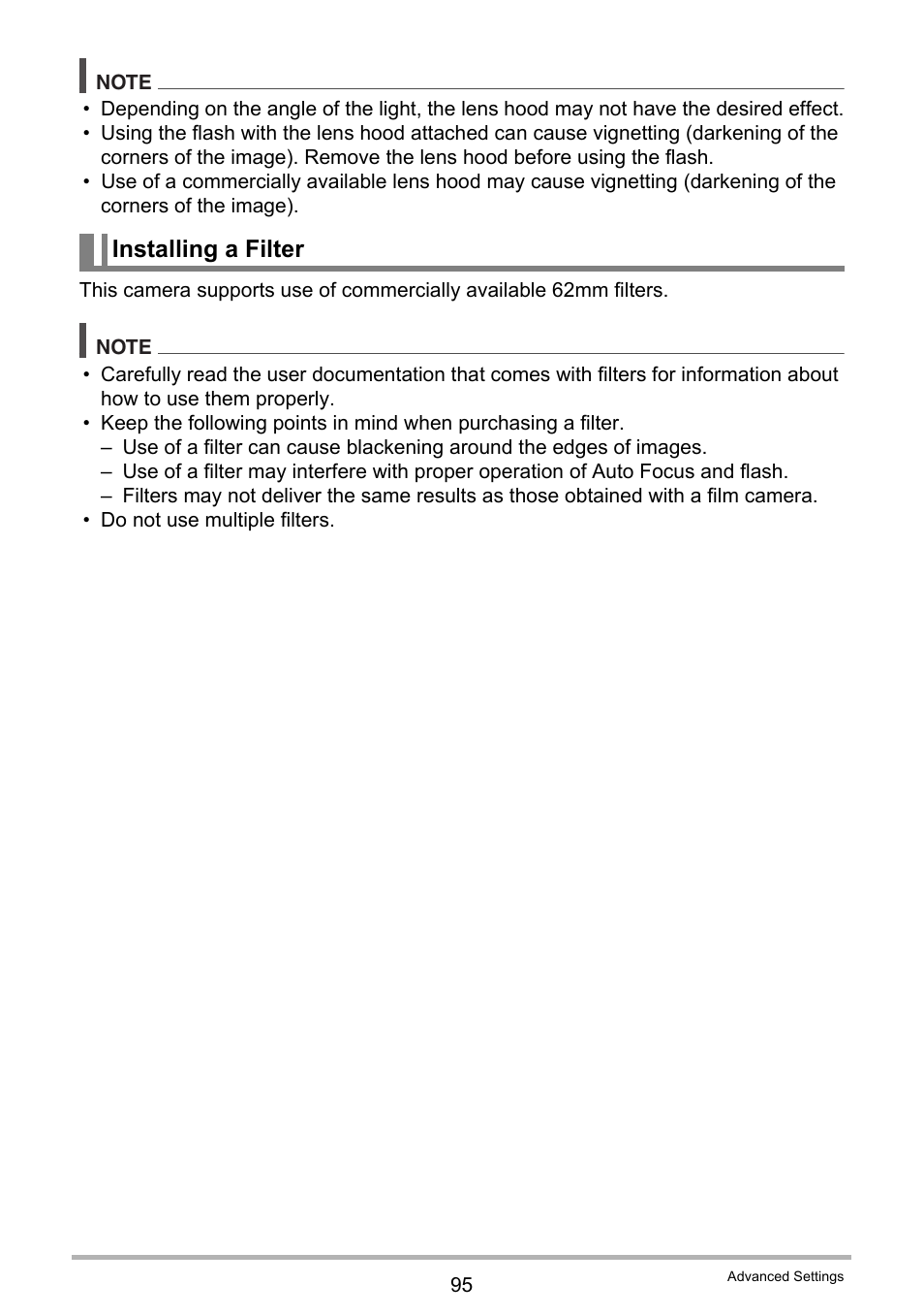 Installing a filter | Casio EXILIM EX-F1 User Manual | Page 95 / 185