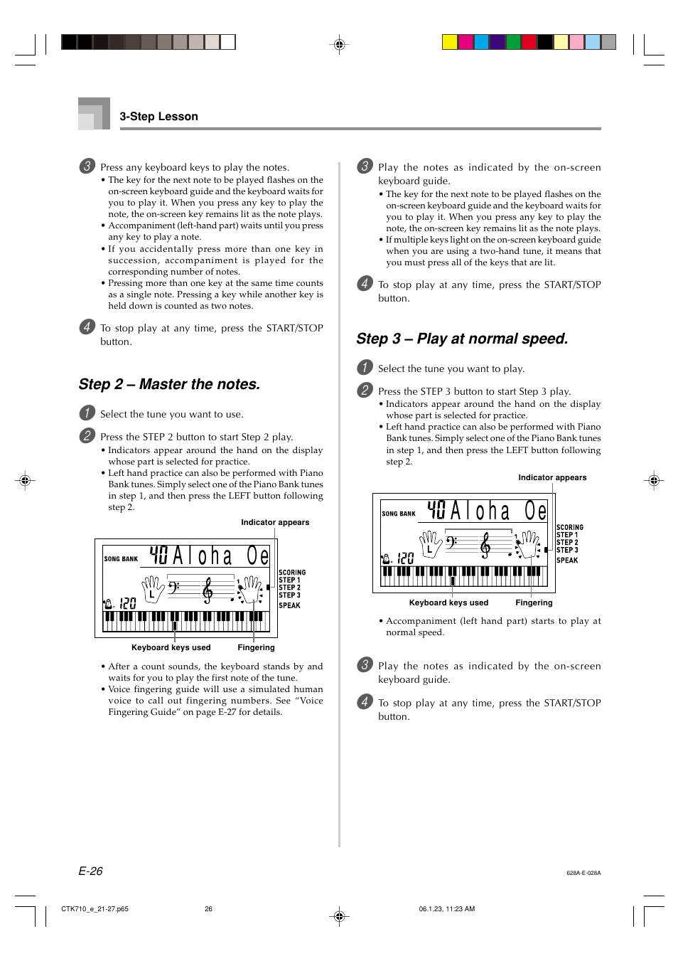 Step 3 – play at normal speed | Casio CTK710 User Manual | Page 28 / 48