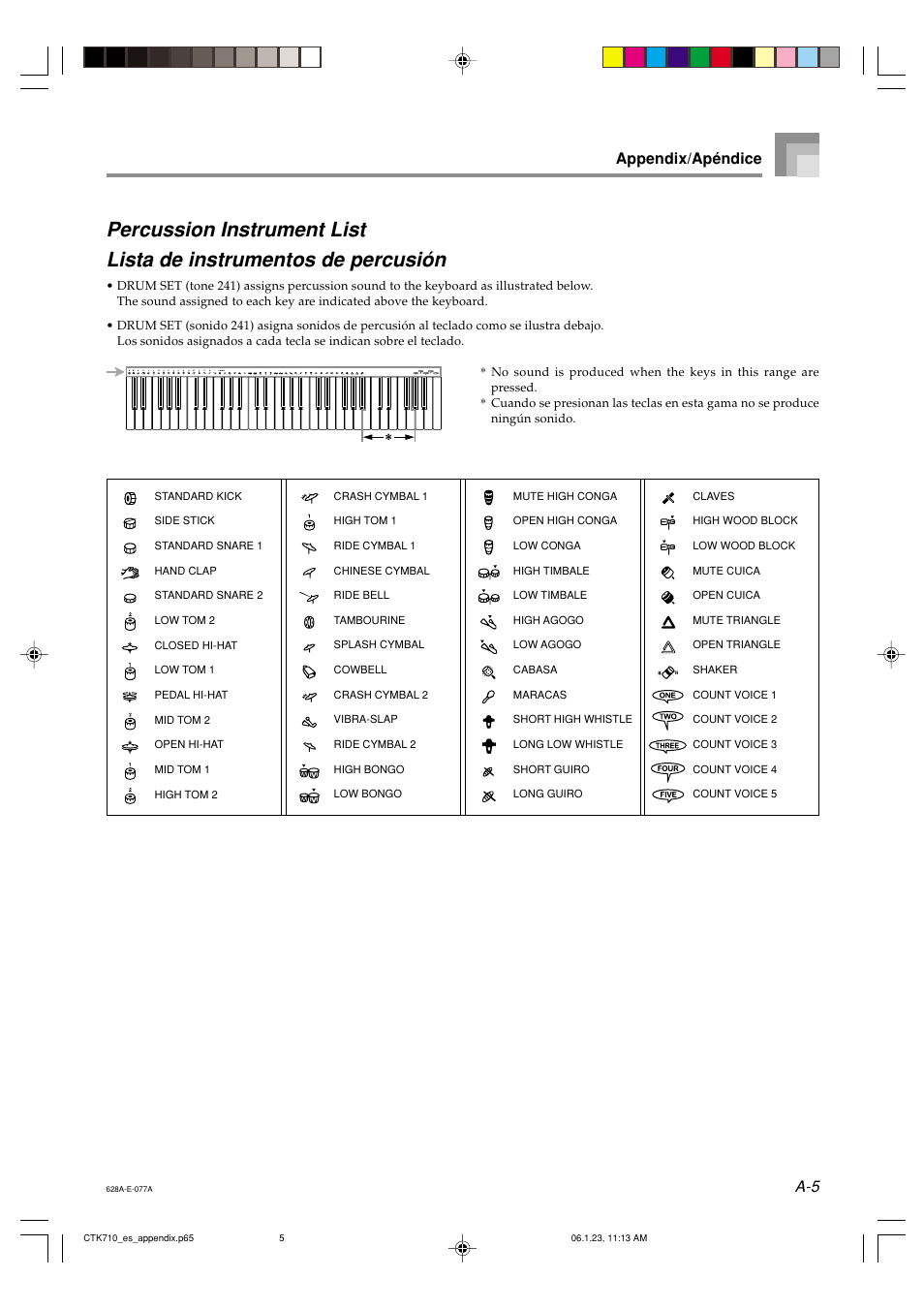 A-5 appendix/apéndice | Casio CTK710 User Manual | Page 41 / 48