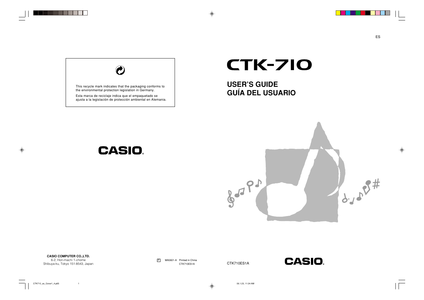 User’s guide guía del usuario | Casio CTK710 User Manual | Page 48 / 48