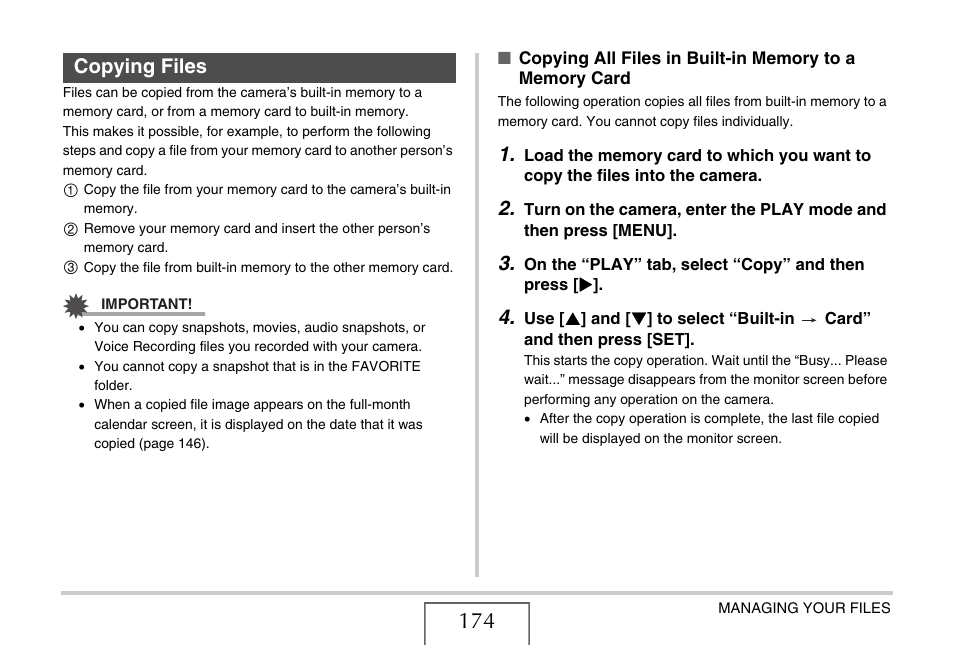 Copying files | Casio EXILIM EX-Z1050 User Manual | Page 174 / 252