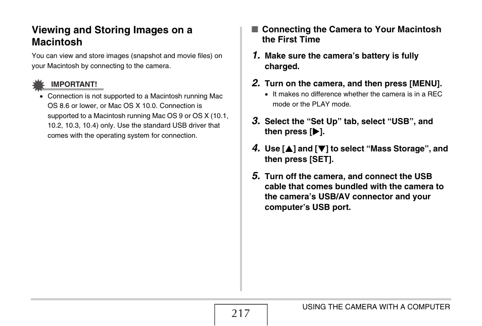 Viewing and storing images on a macintosh | Casio EXILIM EX-Z1050 User Manual | Page 217 / 252