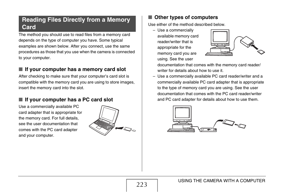 Reading files directly from a memory card | Casio EXILIM EX-Z1050 User Manual | Page 223 / 252