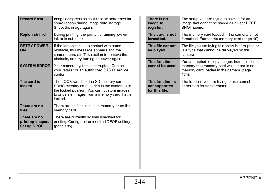 Casio EXILIM EX-Z1050 User Manual | Page 244 / 252
