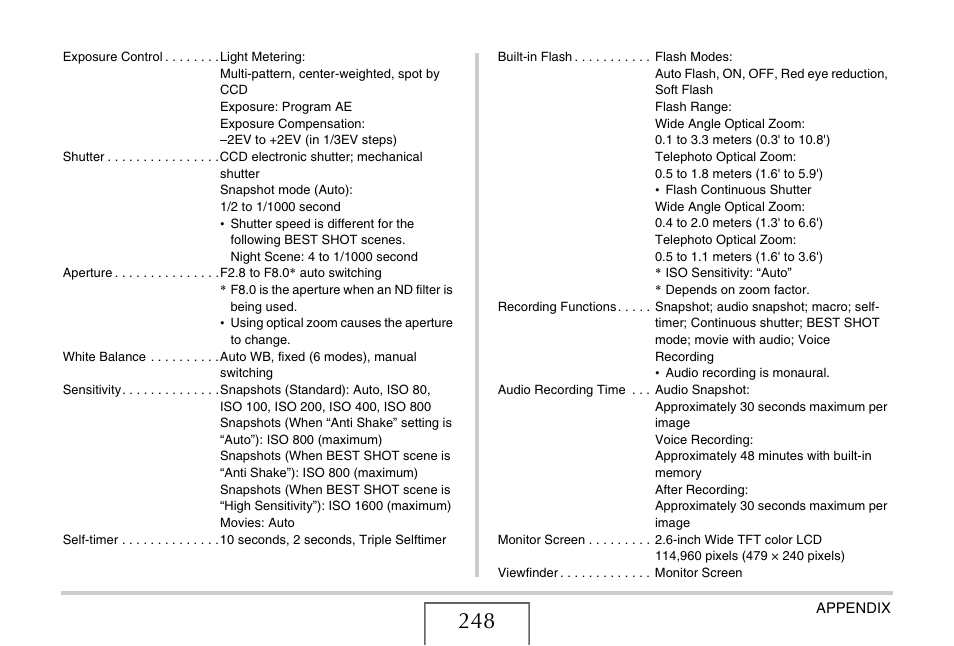 Casio EXILIM EX-Z1050 User Manual | Page 248 / 252