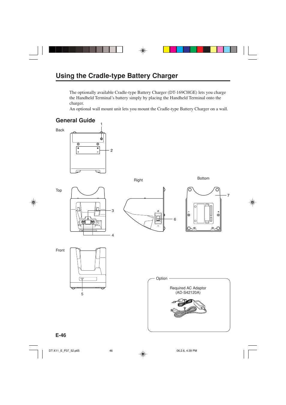 Using the cradle-type battery charger, General guide | Casio DT-X11 Series User Manual | Page 48 / 61