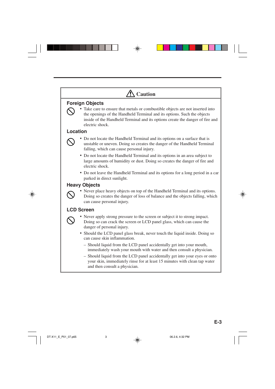 Caution | Casio DT-X11 Series User Manual | Page 5 / 61