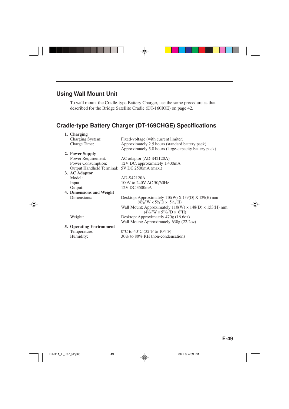 Using wall mount unit | Casio DT-X11 Series User Manual | Page 51 / 61
