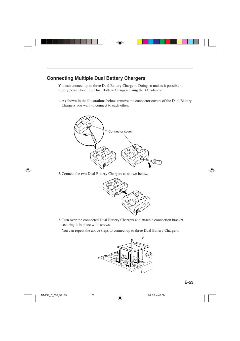 Connecting multiple dual battery chargers | Casio DT-X11 Series User Manual | Page 55 / 61