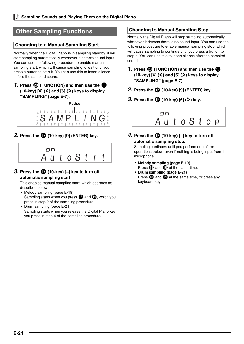 Other sampling functions | Casio NONE FOUND CDP-220R User Manual | Page 26 / 80