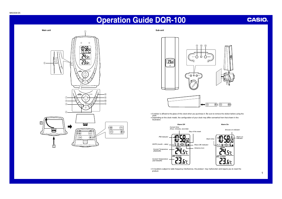 Casio DQR-100 User Manual | 5 pages