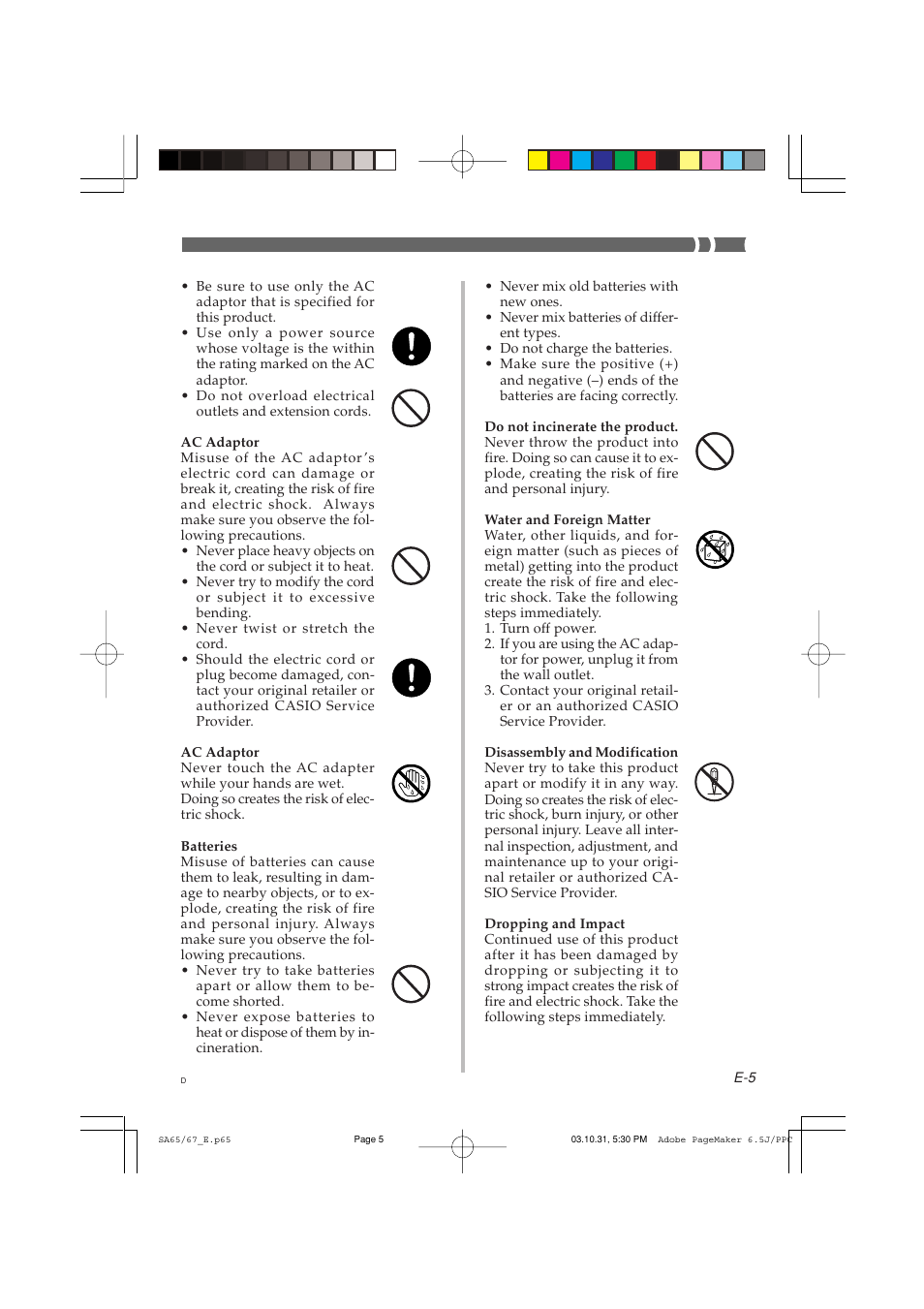 Casio SA-65 User Manual | Page 5 / 18