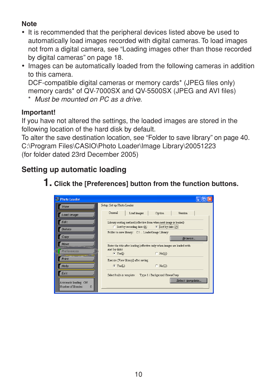 Setting up automatic loading | Casio PHOTO LOADER K800PSM2DMX User Manual | Page 10 / 48