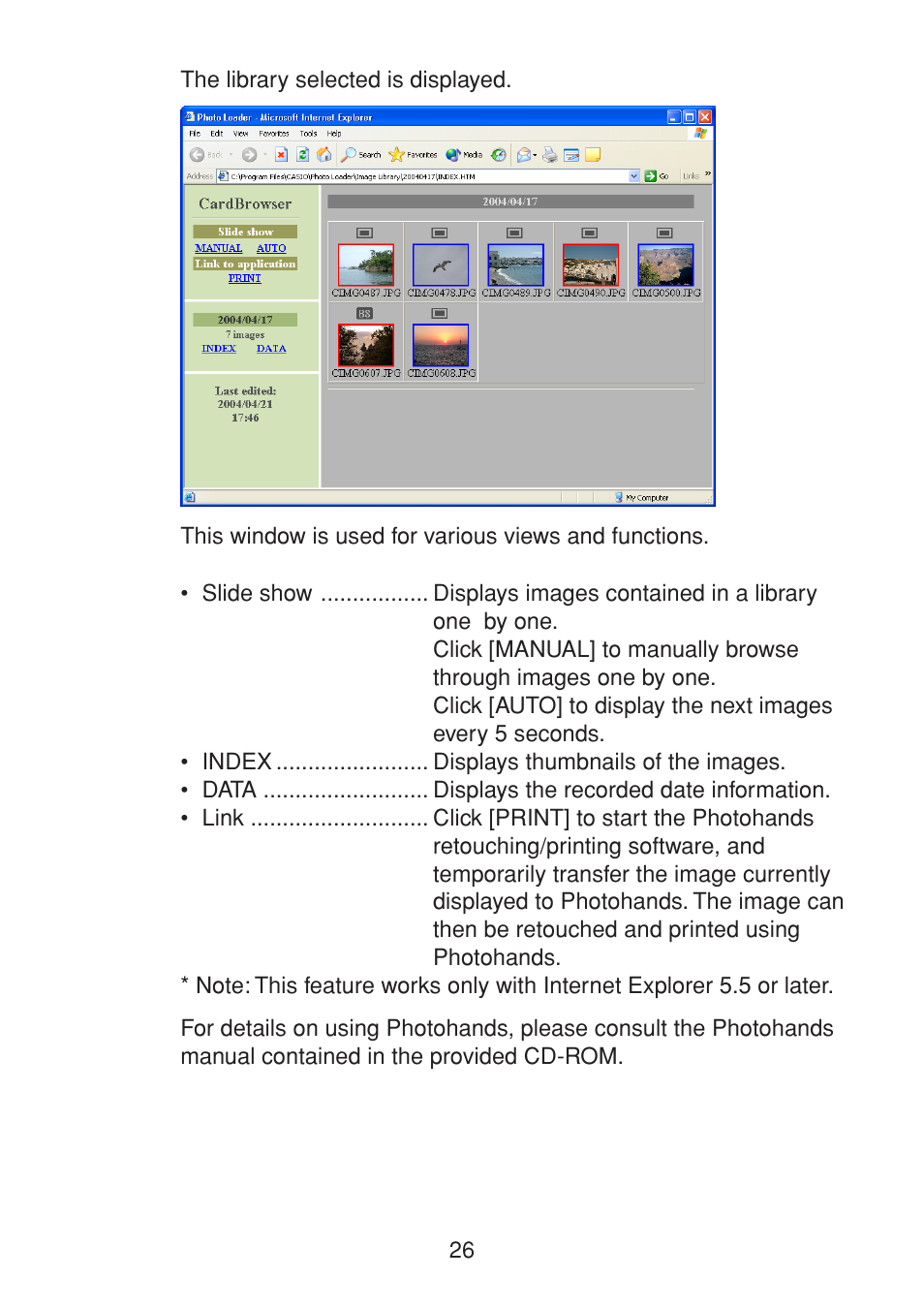 Casio PHOTO LOADER K800PSM2DMX User Manual | Page 26 / 48