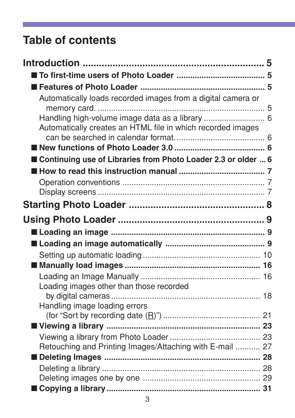 Casio PHOTO LOADER K800PSM2DMX User Manual | Page 3 / 48