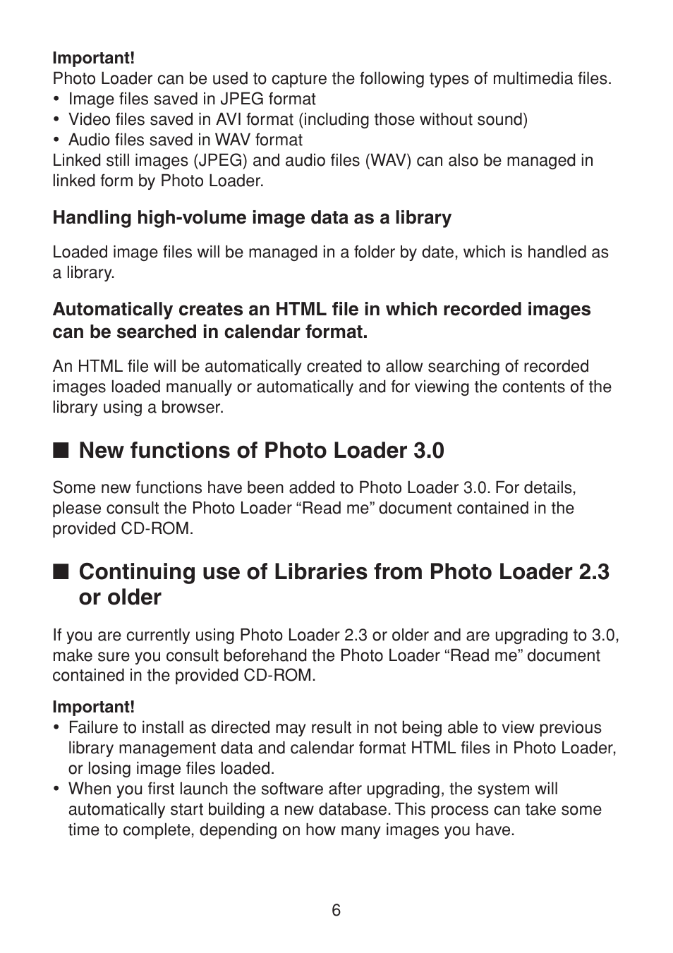 Handling high-volume image data as a library, New functions of photo loader 3.0 | Casio PHOTO LOADER K800PSM2DMX User Manual | Page 6 / 48