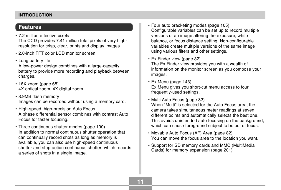 Features | Casio EX-P700 User Manual | Page 11 / 267