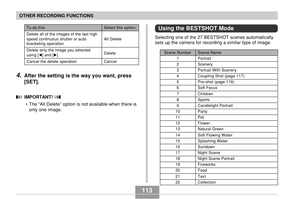 Using the bestshot mode | Casio EX-P700 User Manual | Page 113 / 267