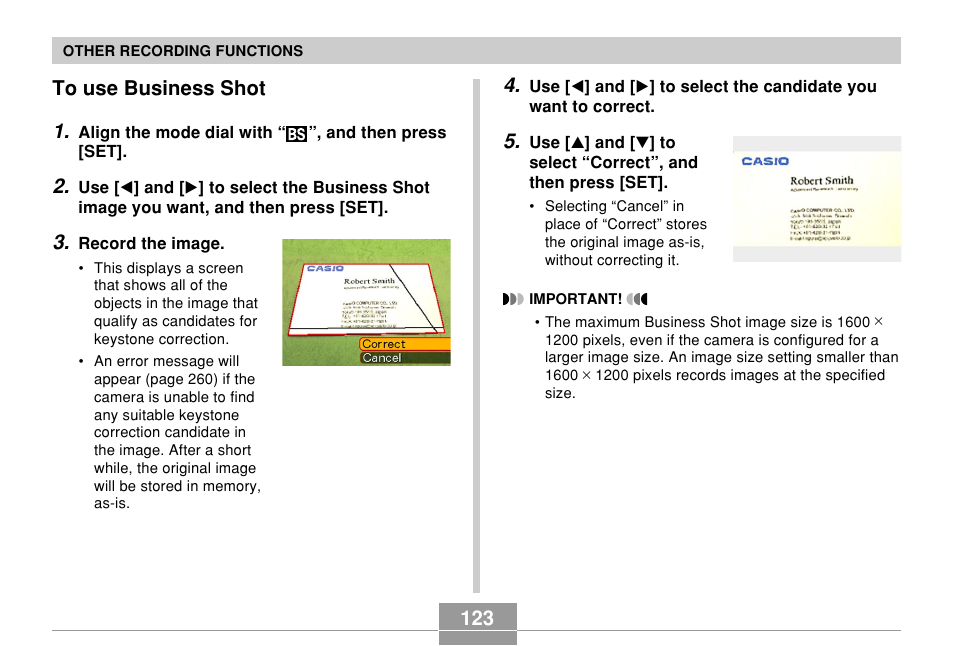 To use business shot | Casio EX-P700 User Manual | Page 123 / 267