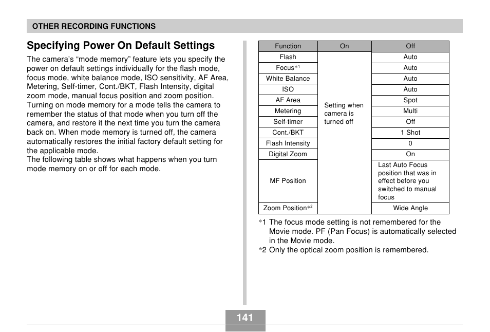 Specifying power on default settings | Casio EX-P700 User Manual | Page 141 / 267