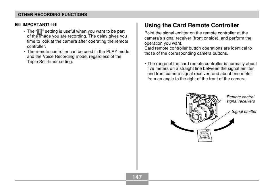 Using the card remote controller | Casio EX-P700 User Manual | Page 147 / 267