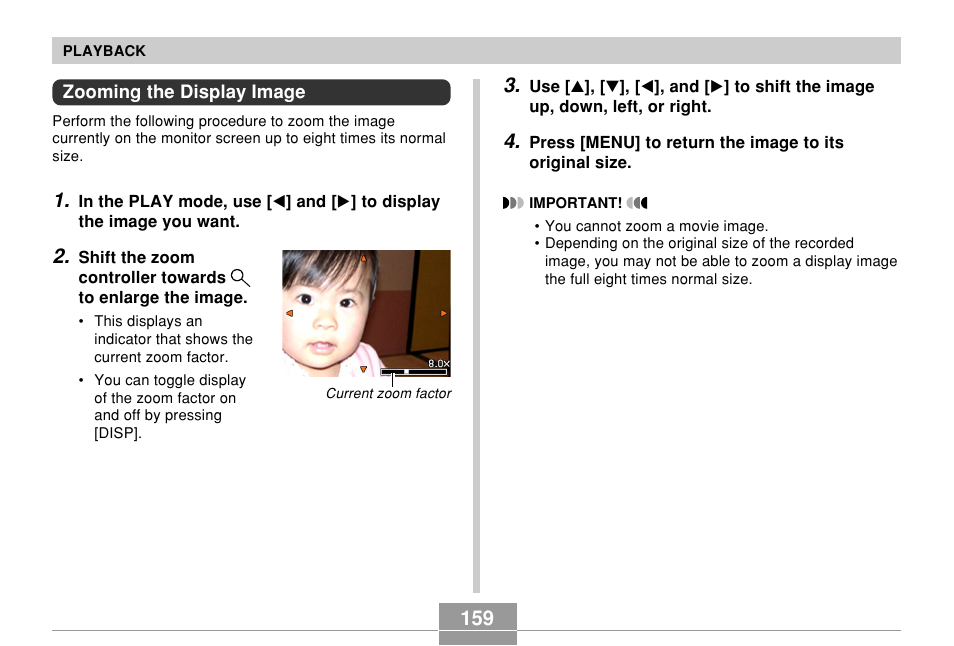 Zooming the display image | Casio EX-P700 User Manual | Page 159 / 267