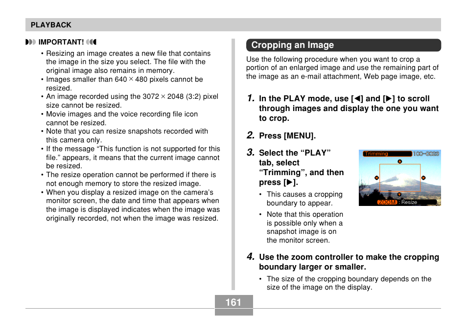 Cropping an image | Casio EX-P700 User Manual | Page 161 / 267