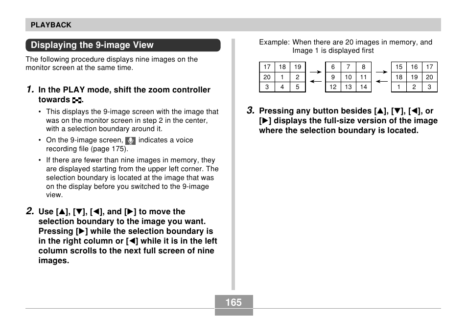 Displaying the 9-image view | Casio EX-P700 User Manual | Page 165 / 267