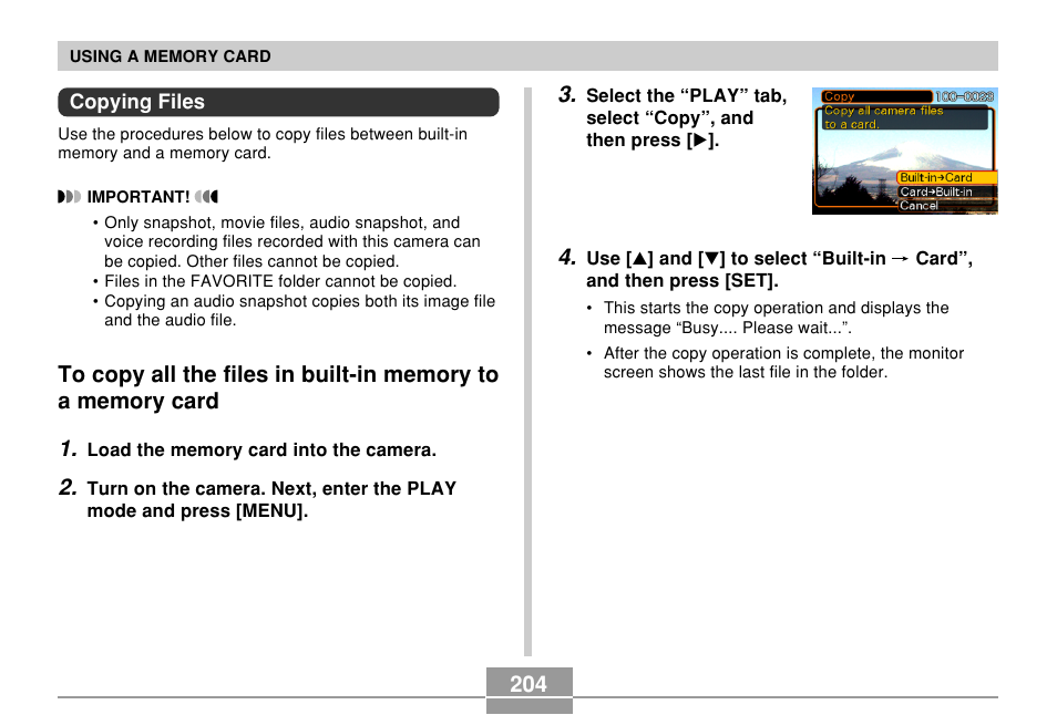 Copying files | Casio EX-P700 User Manual | Page 204 / 267