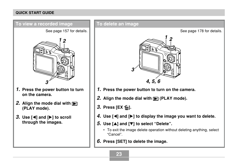 To view a recorded image, To delete an image | Casio EX-P700 User Manual | Page 23 / 267