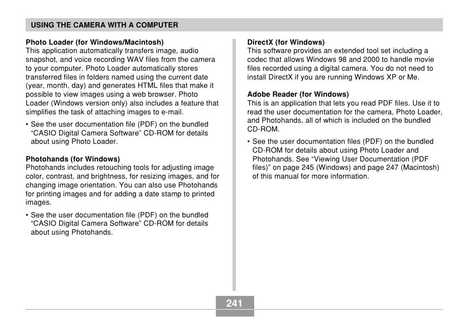 Casio EX-P700 User Manual | Page 241 / 267