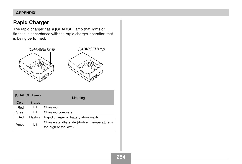 Rapid charger, 254 rapid charger | Casio EX-P700 User Manual | Page 254 / 267