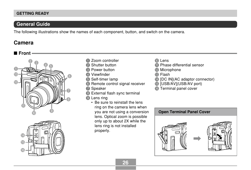 General guide, Camera | Casio EX-P700 User Manual | Page 26 / 267