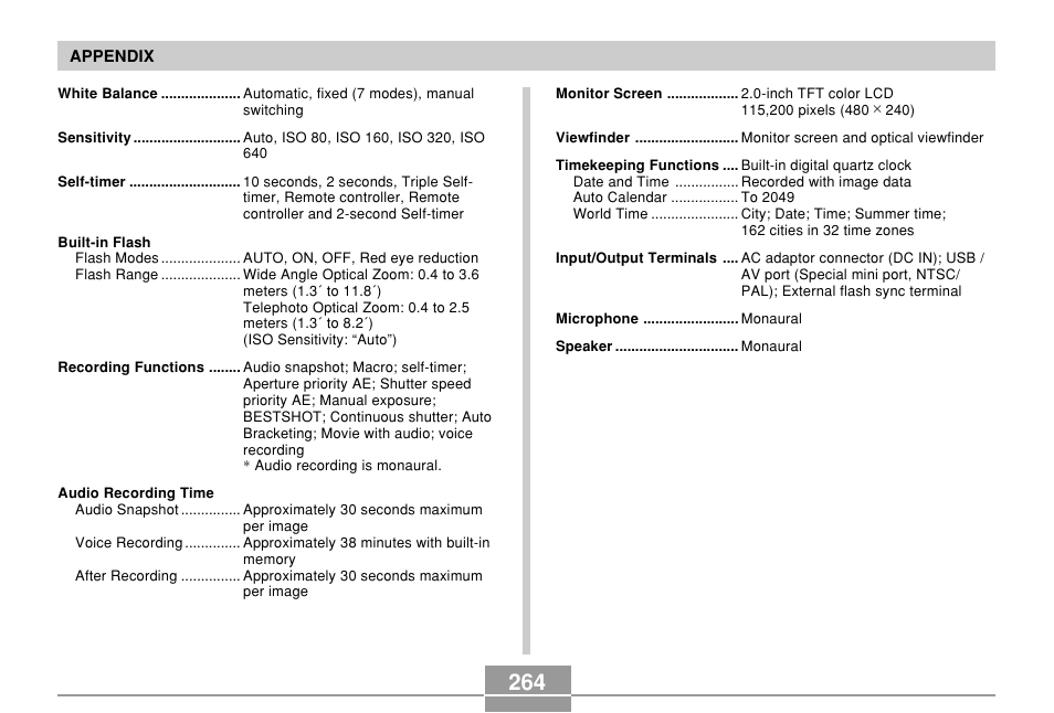 Casio EX-P700 User Manual | Page 264 / 267