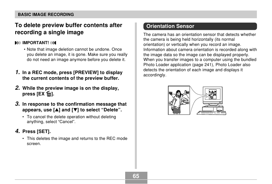 Orientation sensor | Casio EX-P700 User Manual | Page 65 / 267