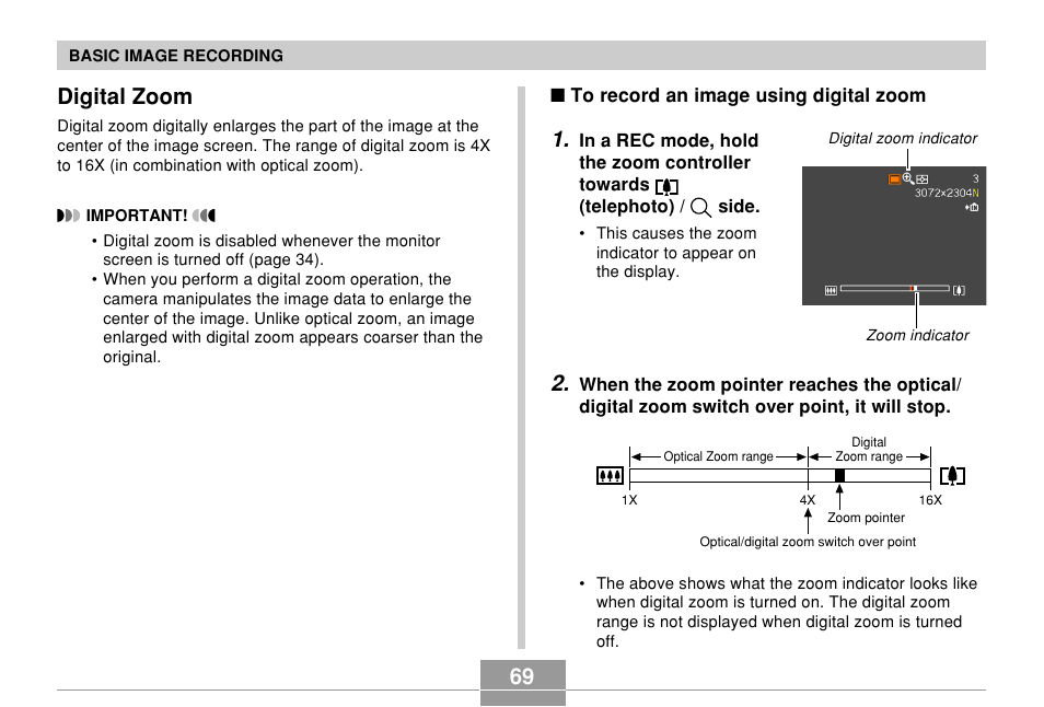 Digital zoom | Casio EX-P700 User Manual | Page 69 / 267