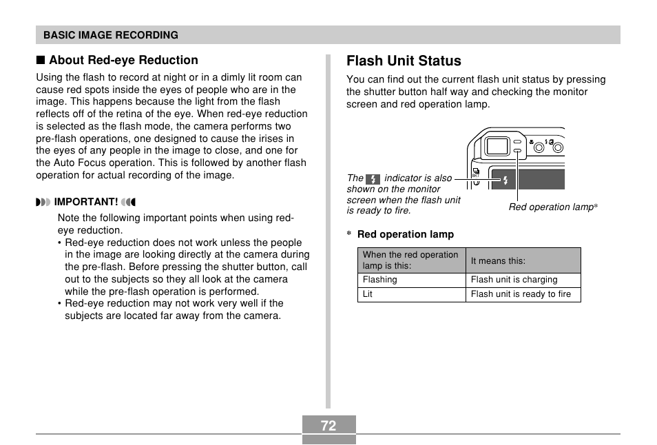 Flash unit status | Casio EX-P700 User Manual | Page 72 / 267