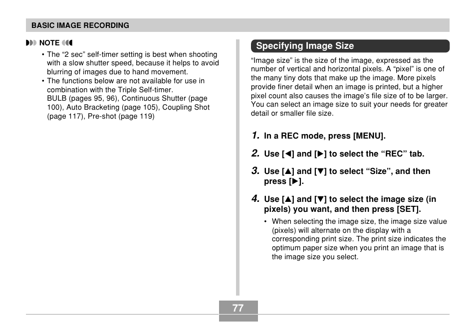 Specifying image size | Casio EX-P700 User Manual | Page 77 / 267