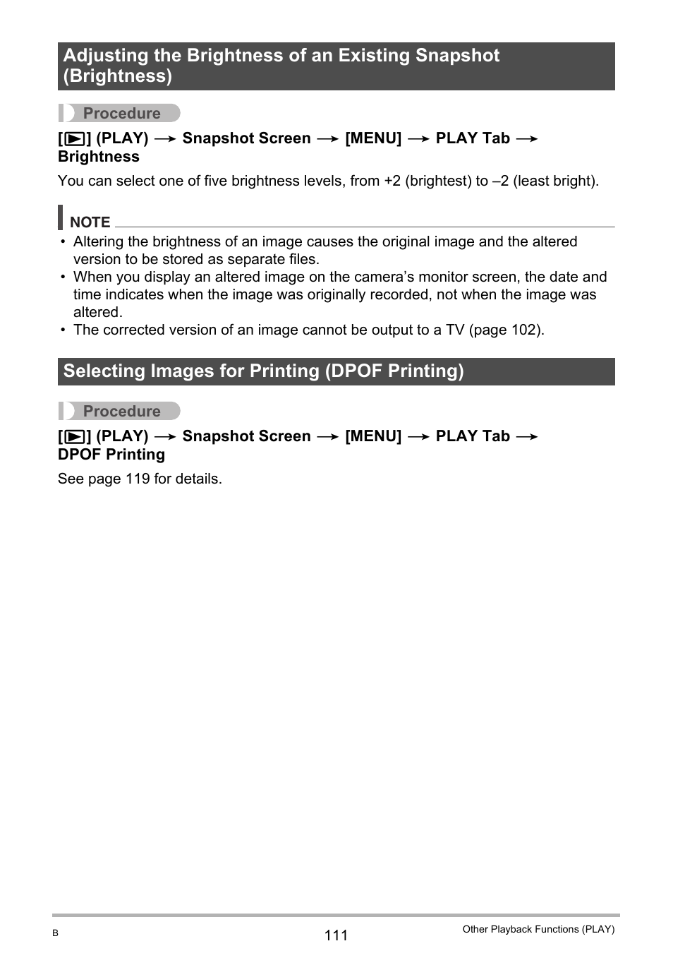 Selecting images for printing (dpof printing) | Casio EX-F1 User Manual | Page 111 / 186