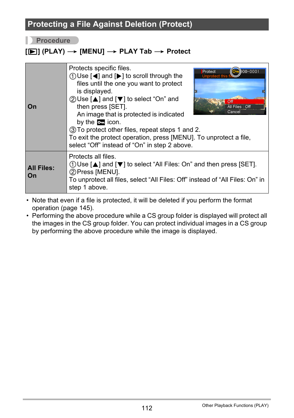 Protecting a file against deletion (protect) | Casio EX-F1 User Manual | Page 112 / 186