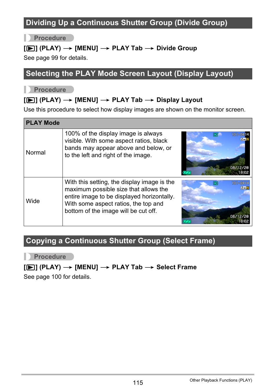 Copying a continuous shutter group (select frame) | Casio EX-F1 User Manual | Page 115 / 186