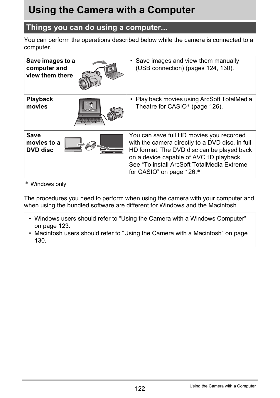 Using the camera with a computer, Things you can do using a computer | Casio EX-F1 User Manual | Page 122 / 186