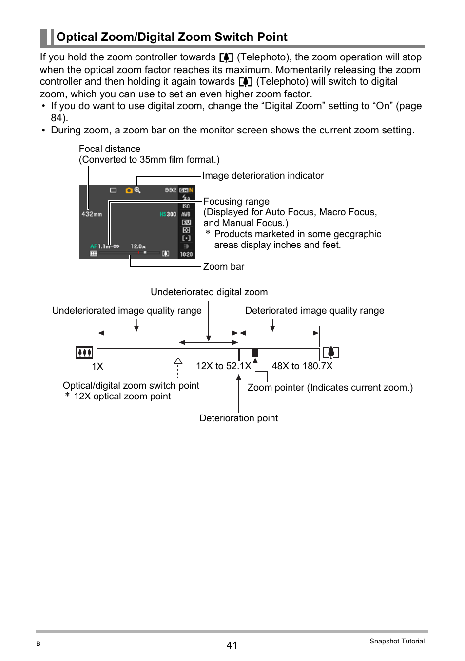 Optical zoom/digital zoom switch point | Casio EX-F1 User Manual | Page 41 / 186