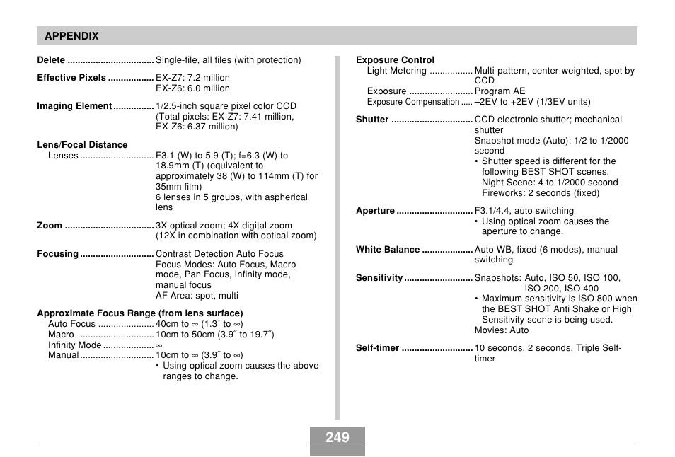 Casio EX-Z7 User Manual | Page 249 / 253
