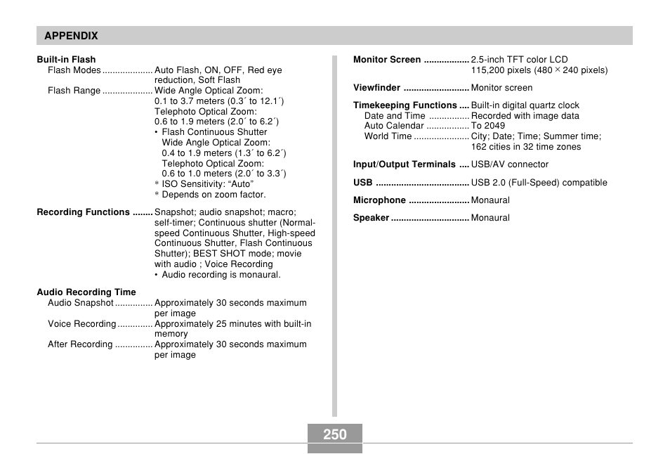 Casio EX-Z7 User Manual | Page 250 / 253