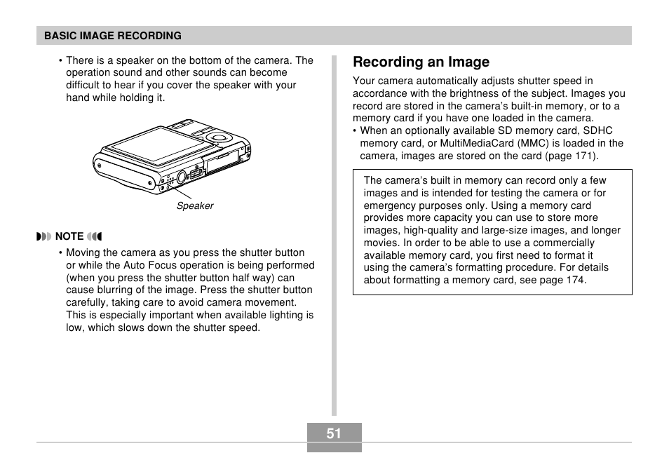 Recording an image, 51 recording an image | Casio EX-Z7 User Manual | Page 51 / 253